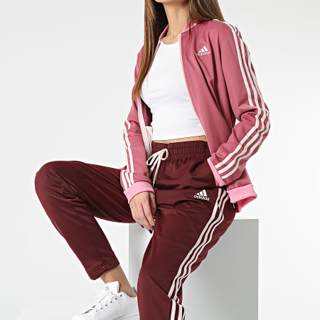 Adidas Sportswear - Ensemble De Survetement Femme 3 Stripes HR4910 Rose Bordeaux