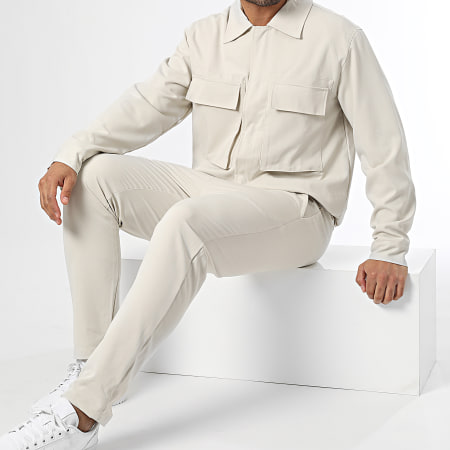 Frilivin - Set giacca e pantaloni cargo beige