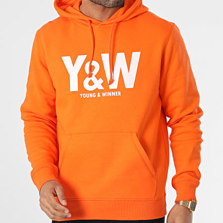 Y et W - Sweat Capuche Logo Orange Blanc
