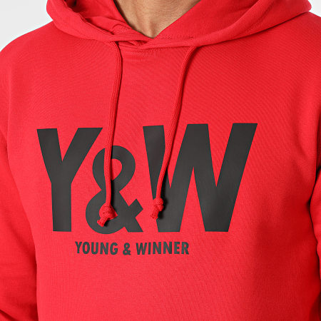 Y et W - Sweat Capuche Logo Rouge Noir