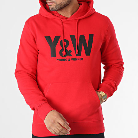 Y et W - Sweat Capuche Logo Rouge Noir