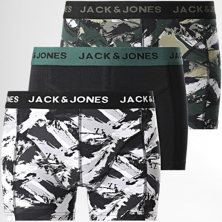 Jack And Jones - Set di 3 boxer effetto nero verde cachi grigio