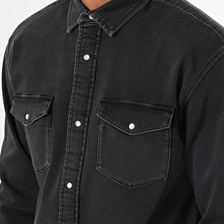 Jack And Jones - Camicia di jeans a maniche lunghe nera