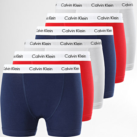 Calvin Klein - Lot De 6 Boxers U2662G Rouge Blanc Bleu Marine