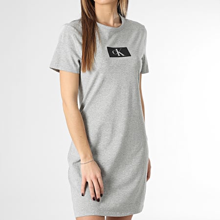 Calvin Klein - Robe Tee Shirt Loungewear Femme QS6944E Gris Chiné