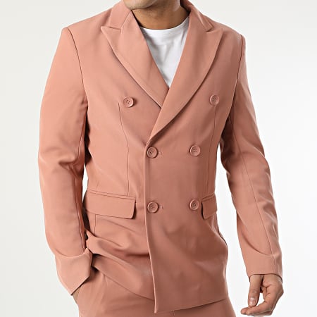 Frilivin - Conjunto de chaqueta blazer rosa y pantalón chino FSX2097B