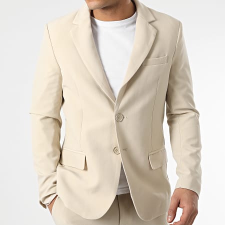Frilivin - Conjunto de chaqueta blazer y pantalón chino FSX2092B Beige