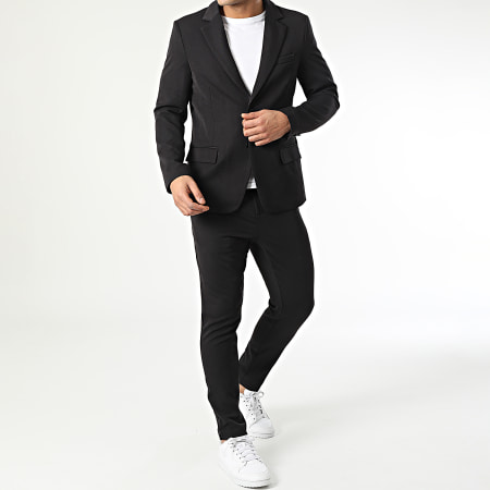Frilivin - Giacca blazer nera e set di pantaloni chino