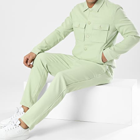 Frilivin - Set giacca e pantaloni chino a V verde chiaro