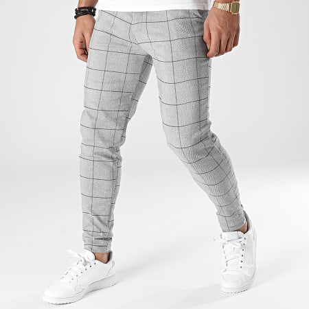 Frilivin - Pantalones de cuadros gris claro