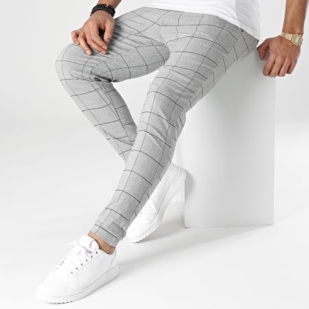 Frilivin - Pantalones de cuadros gris claro