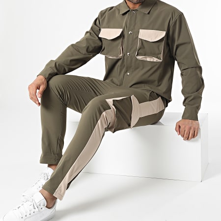 Frilivin - Set giacca e pantaloni Cargo verde kaki