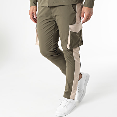 Frilivin - Set giacca e pantaloni Cargo verde kaki