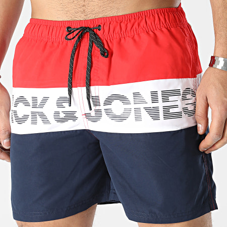 Jack And Jones - Pantaloncini da bagno Fiji blu navy bianco rosso