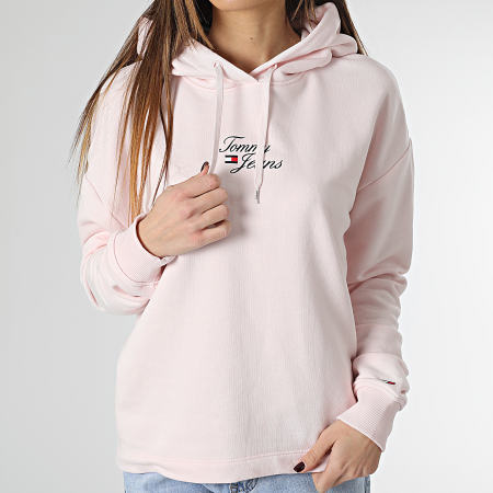 Tommy Jeans - Sudadera con capucha Essential Logo 5410 Rosa de mujer
