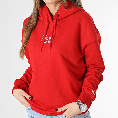 Tommy Jeans - Felpa con cappuccio donna Essential Logo 5410 Rosso