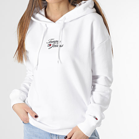 Tommy Jeans - Sudadera con capucha Essential Logo 5410 Blanco de mujer