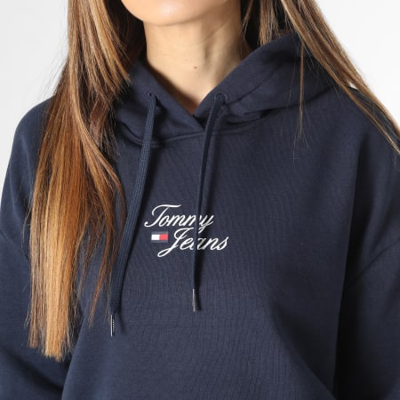 Tommy Jeans - Felpa con cappuccio donna Essential Logo 5410 blu navy