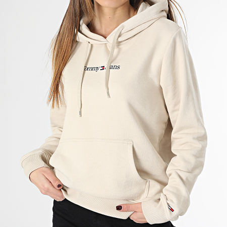Tommy Jeans - Sudadera con capucha Serif Linear 5649 Beige para mujer