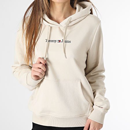 Tommy Jeans - Sudadera con capucha Serif Linear 5649 Beige para mujer