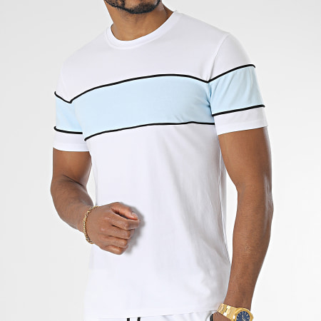 Zayne Paris  - Set di maglietta bianca azzurra e pantaloncini da jogging