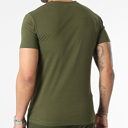 Zayne Paris  - E408 Conjunto de camiseta con bolsillos y pantalón corto tipo cargo verde caqui