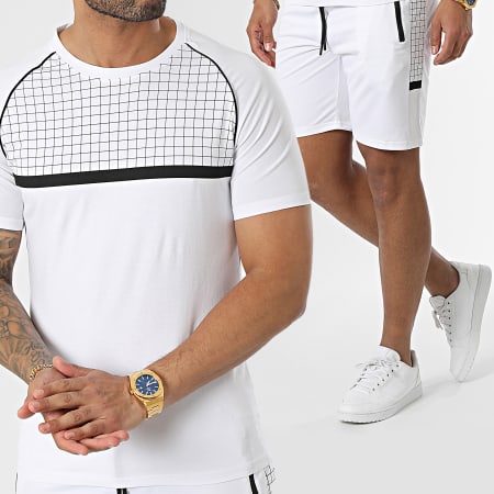 Zayne Paris  - E387 Conjunto de camiseta blanca y pantalón corto de jogging