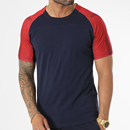 Zayne Paris  - E395 Conjunto de camiseta y pantalón corto azul marino y rojo