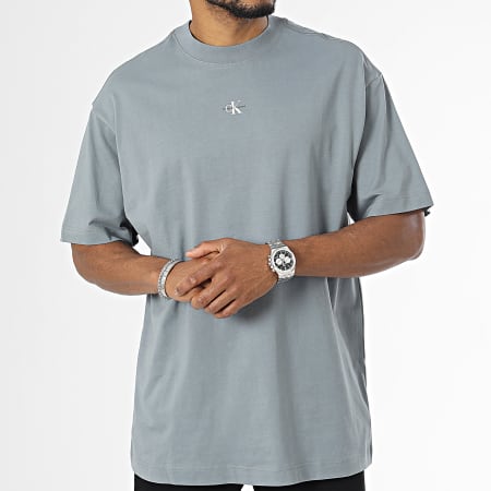 Calvin Klein - Camiseta Oversize Grande Micro Monologo Moderna 2849 Gris