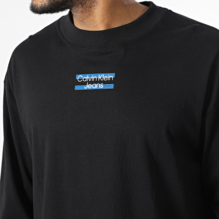 Calvin Klein - Maglietta a maniche lunghe a righe trasparenti 2871 Nero