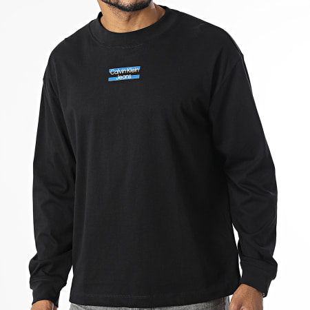 Calvin Klein - Camiseta de manga larga de rayas transparentes 2871 Negro