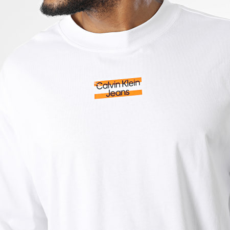 Calvin Klein - Maglietta a maniche lunghe a righe trasparenti 2871 Bianco