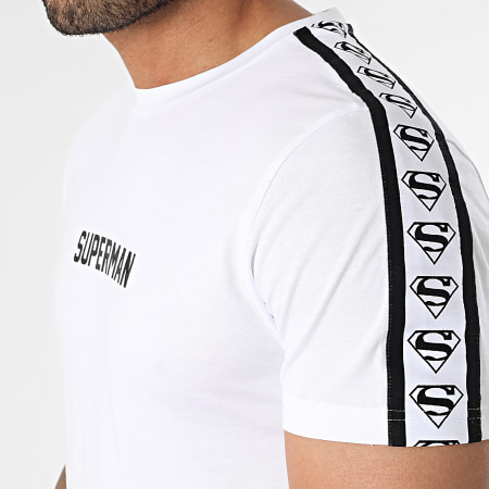 DC Comics - Tee Shirt A Bandes Textured Logo Blanc Noir