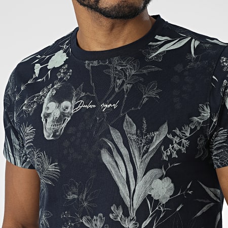 Deeluxe - Camiseta Botanical Floral Azul Marino