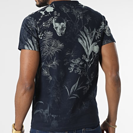 Deeluxe - Camiseta Botanical Floral Azul Marino