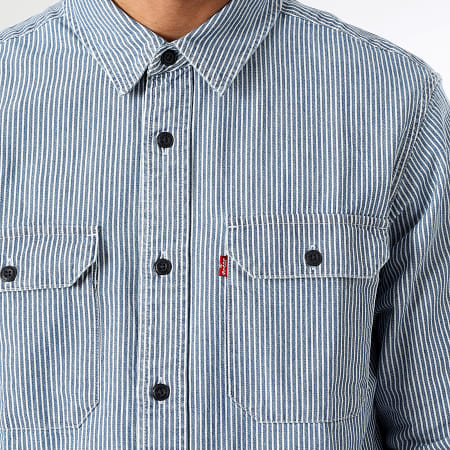 Levi's - Camisa de manga larga a rayas 19587 Azul claro Blanco