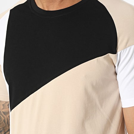 Zayne Paris  - E386 Set di maglietta e pantaloncini da jogging neri, beige e bianchi