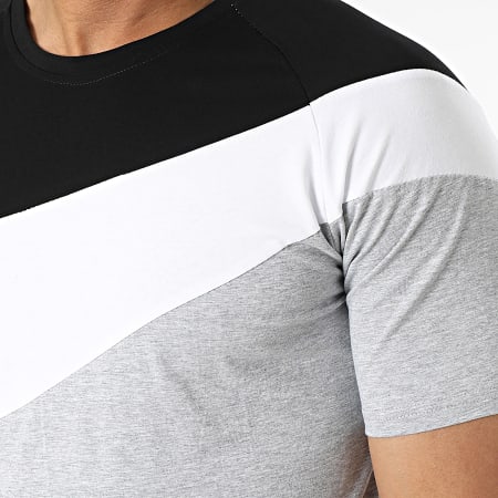 Zayne Paris  - E396 Conjunto de camiseta y pantalón corto jogging gris jaspeado blanco negro