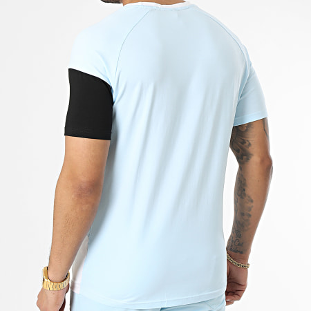 Zayne Paris  - E386 Set di maglietta e pantaloncini da jogging bianco azzurro nero