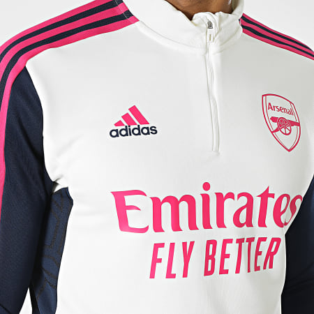 Adidas Sportswear - Sweat Col Zippé A Bandes Arsenal HT4437 Beige Bleu Marine