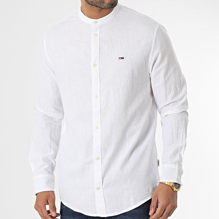 Tommy Jeans - Chemise Manches Longues Classic Mao Linen Blend 5927 Blanc