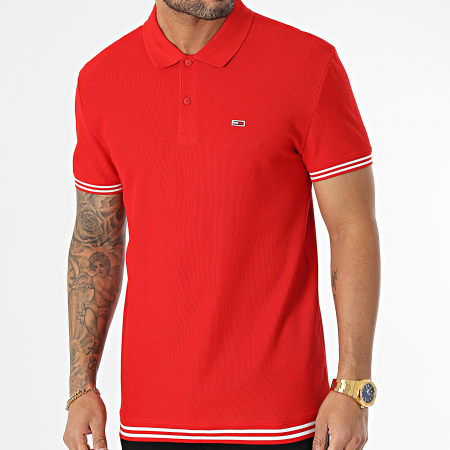 Tommy Jeans - Polo Manches Courtes Classic Tipping 6219 Rouge