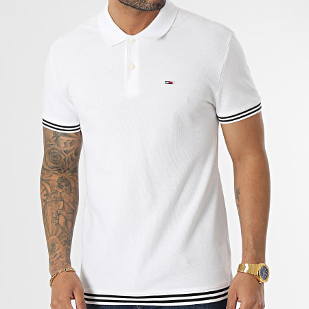 Tommy Jeans - Polo Manches Courtes Classic Tipping 6219 Blanc