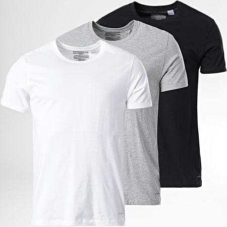 Calvin Klein - Juego De 3 Camisetas NB4011E Negro Blanco Gris Brezo