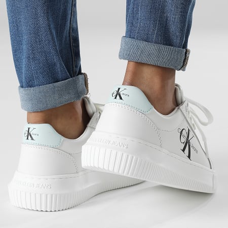 Calvin Klein - Baskets Femme Chunky Cupsole Lace Up Mono 0823 White Sprout Green