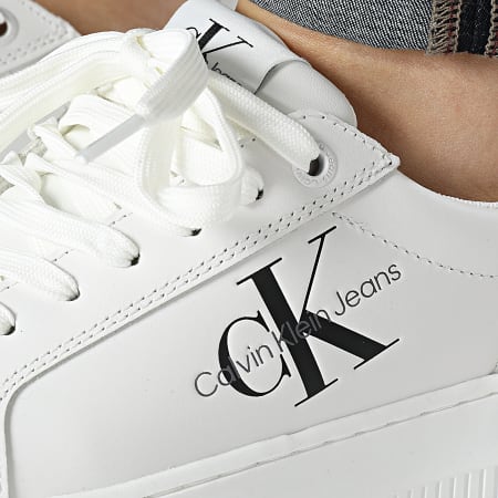 Calvin Klein - Zapatillas de mujer Chunky Cupsole Lace Up Mono 0823 Blanco
