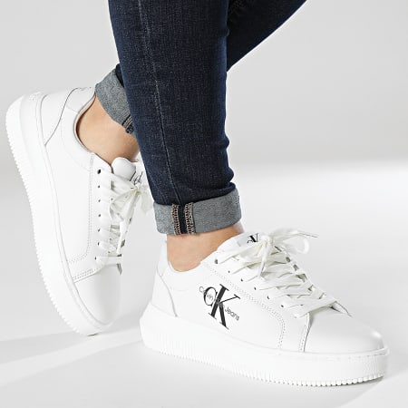 Calvin Klein - Sneakers donna Chunky Cupsole Lace Up Mono 0823 Bianco