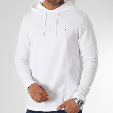 Tommy Hilfiger - Tee Shirt Capuche Manches Longues Hooded 0063 Blanc