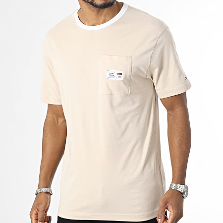 Tommy Jeans - Classic Label Tee con tasca ad anelli 6317 Beige