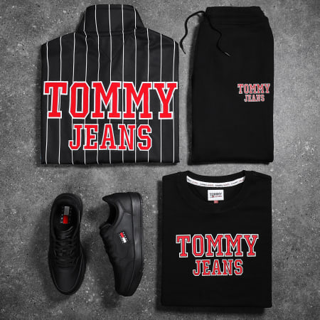 Tommy Jeans - Veste Zippée A Rayures Relaxed Pinstripe 6360 Noir